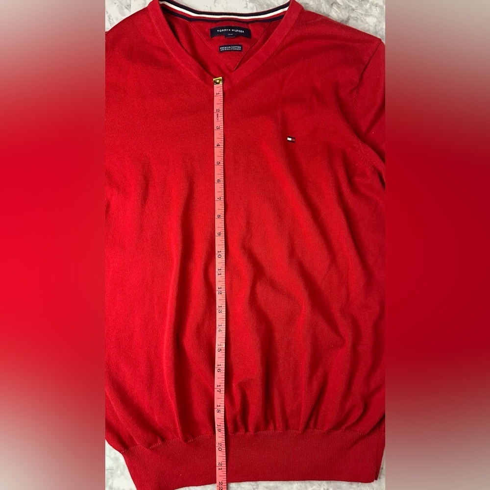 Classic red V-Neck preppy old money quiet luxury Sweater size L - Picture 9 of 9